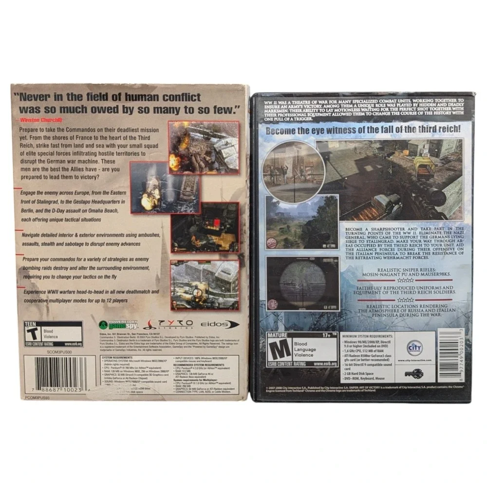 Commandos 3 Destination Berlin & Sniper Art of Victory‎ PC Games - Complete
